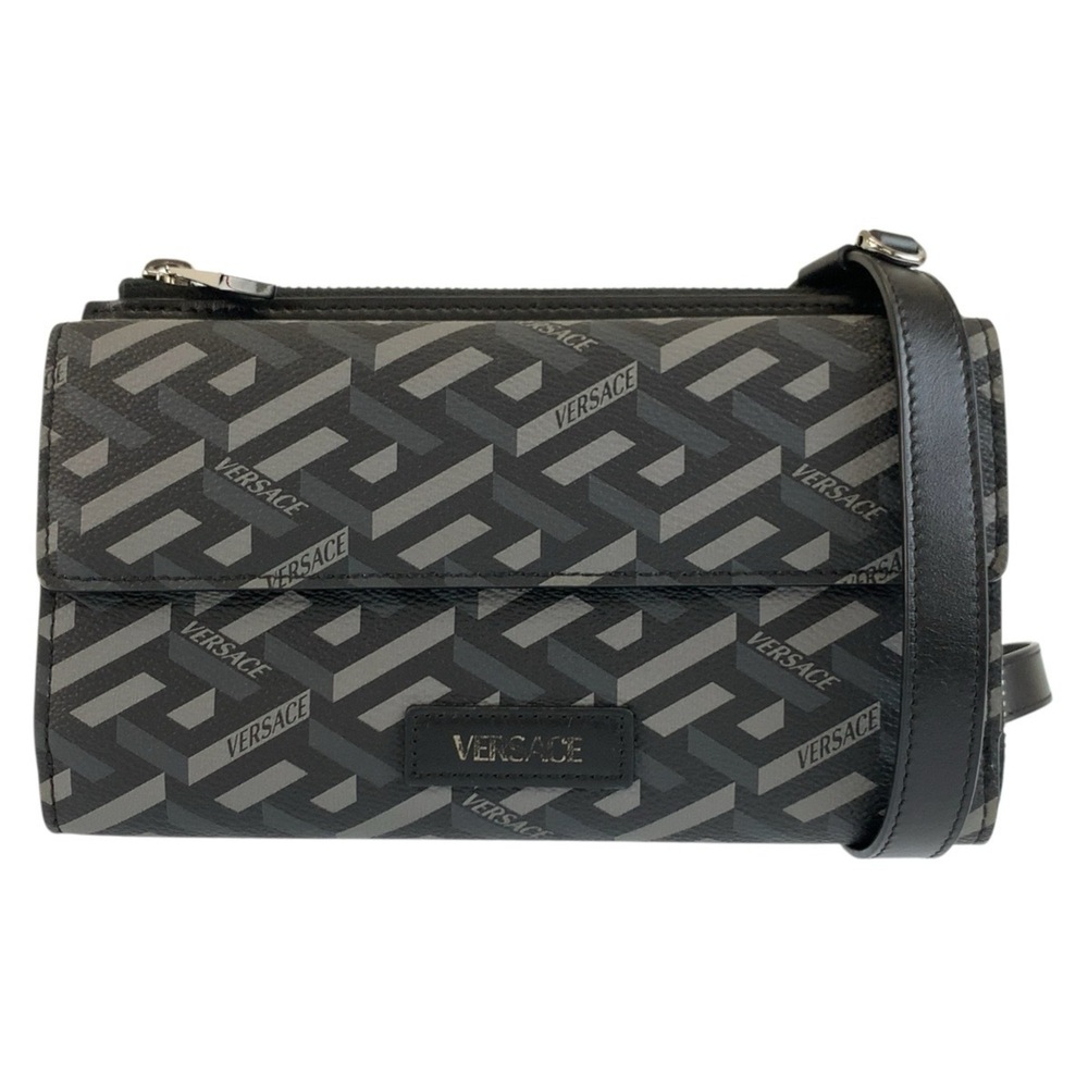 VERSACE Lagreca Black Shoulder Bag with Silver Hardware, Wearable Wallet for ...